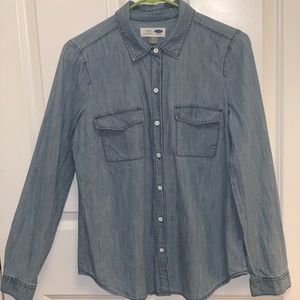Old Navy button down faux jean shirt (sz S)